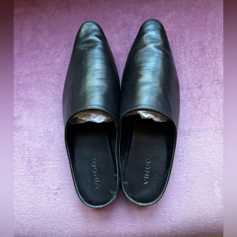 Vince leather pointed toe mule